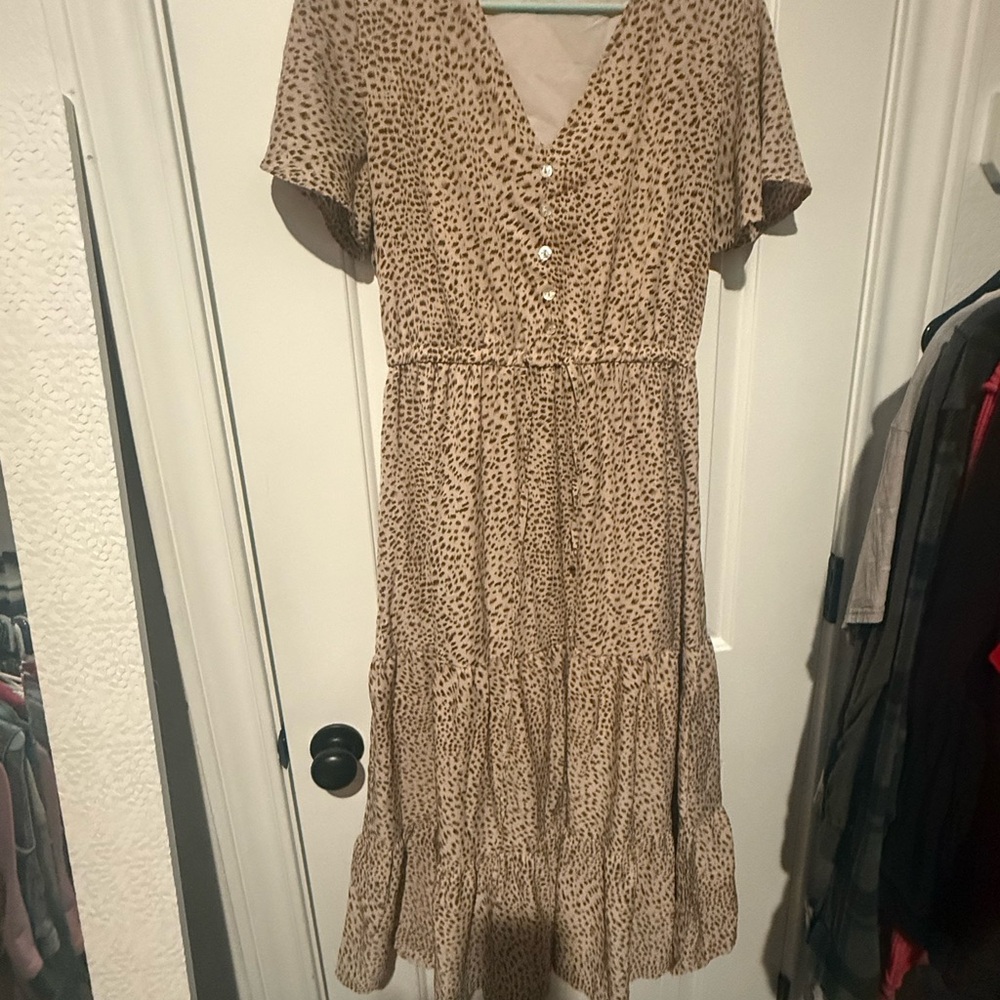 Leopard Print V-Neck Dress